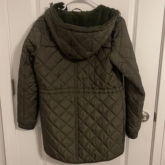 Lucky Brand Faux Shearling Lined Hood Quilted Zip Jacket - Picture 7 of 7